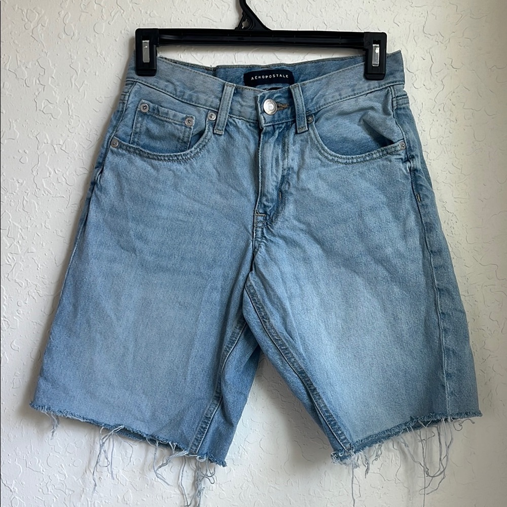 Aeropostale Sky Blue Frayed Denim Shorts